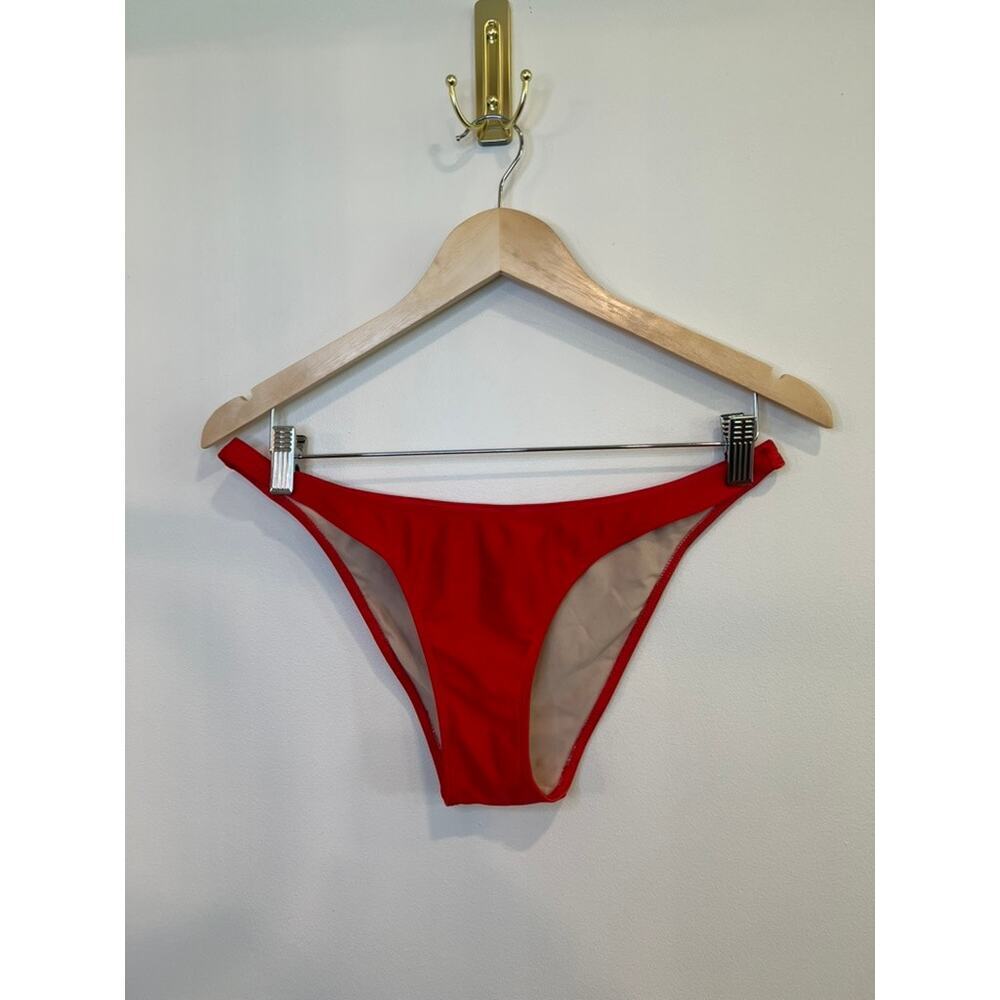 American Apparel Red High Cut Bikini Bottoms Minimalist Swimwear Size L